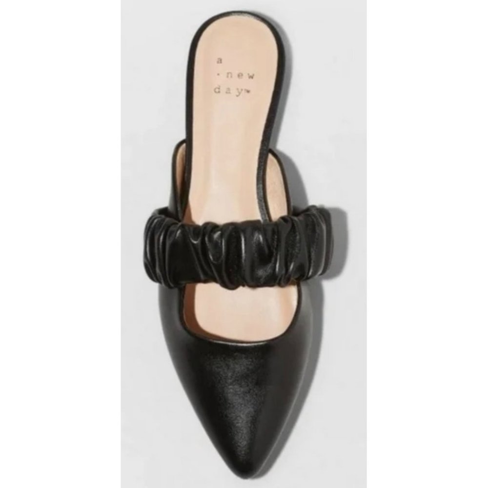 A new Day Womens' Mule - Slip On - Pointed Toe -Black 5.5